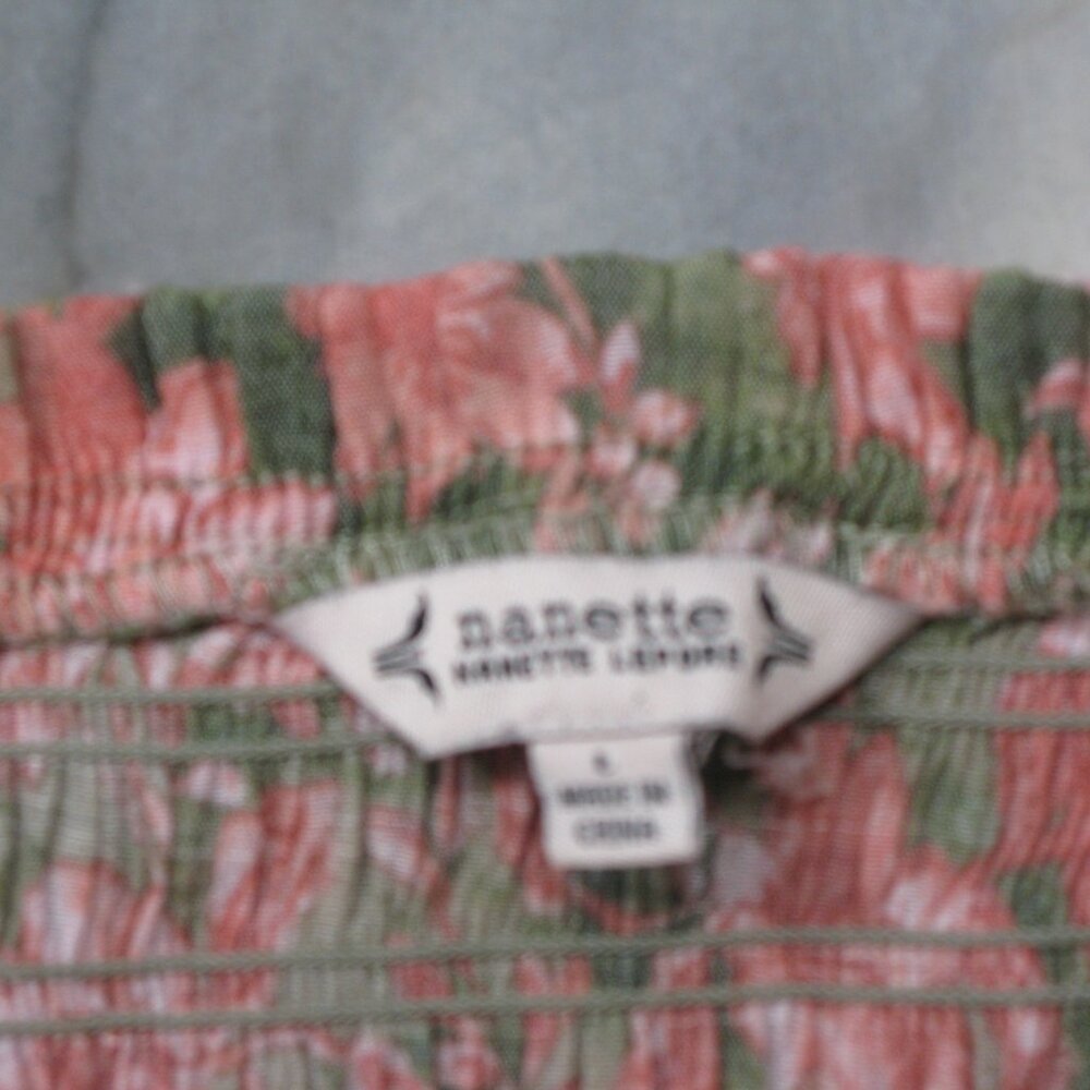 Nanette Lepore Rose/Green Floral Boho 3/4 Sleeve Blouse Size Large - Picture 6 of 6